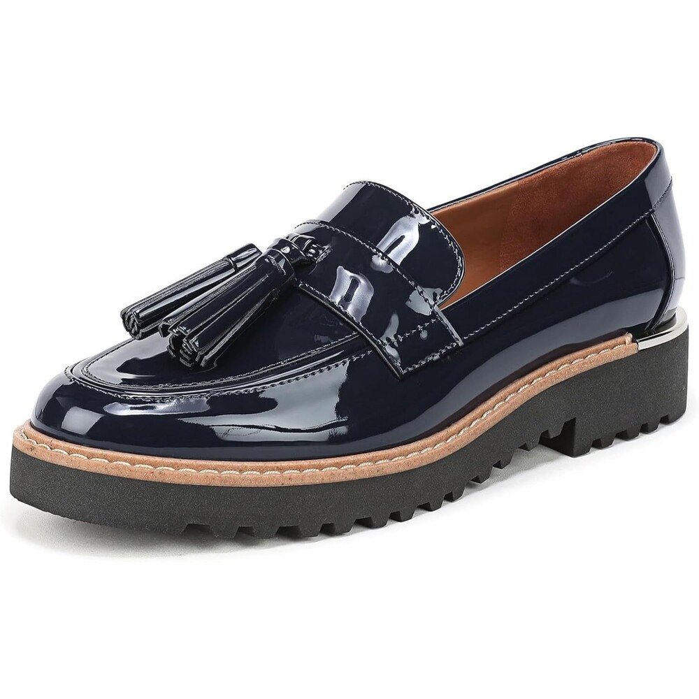 Franco Sarto Carolynn Lug Sole Women's Tassel Loafer Navy Size 9 Wide